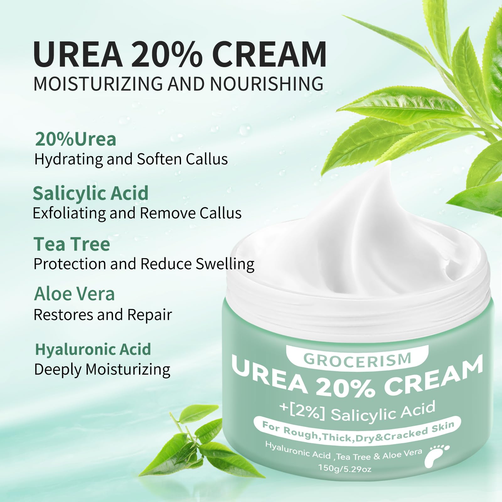Grocerism Urea Cream 20% elbows and knees application for multi-area care.