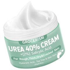Grocerism Urea Cream 40% Foot Cream pump eases rough skin for softer feet.