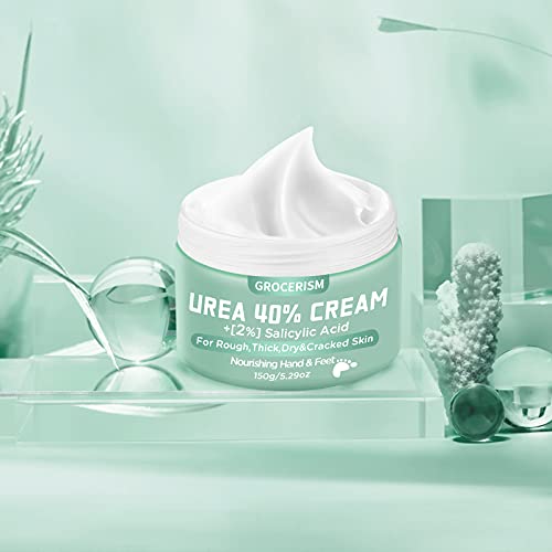 Grocerism Urea Cream callus-softening jar highlighting exfoliation and moisture for texture.