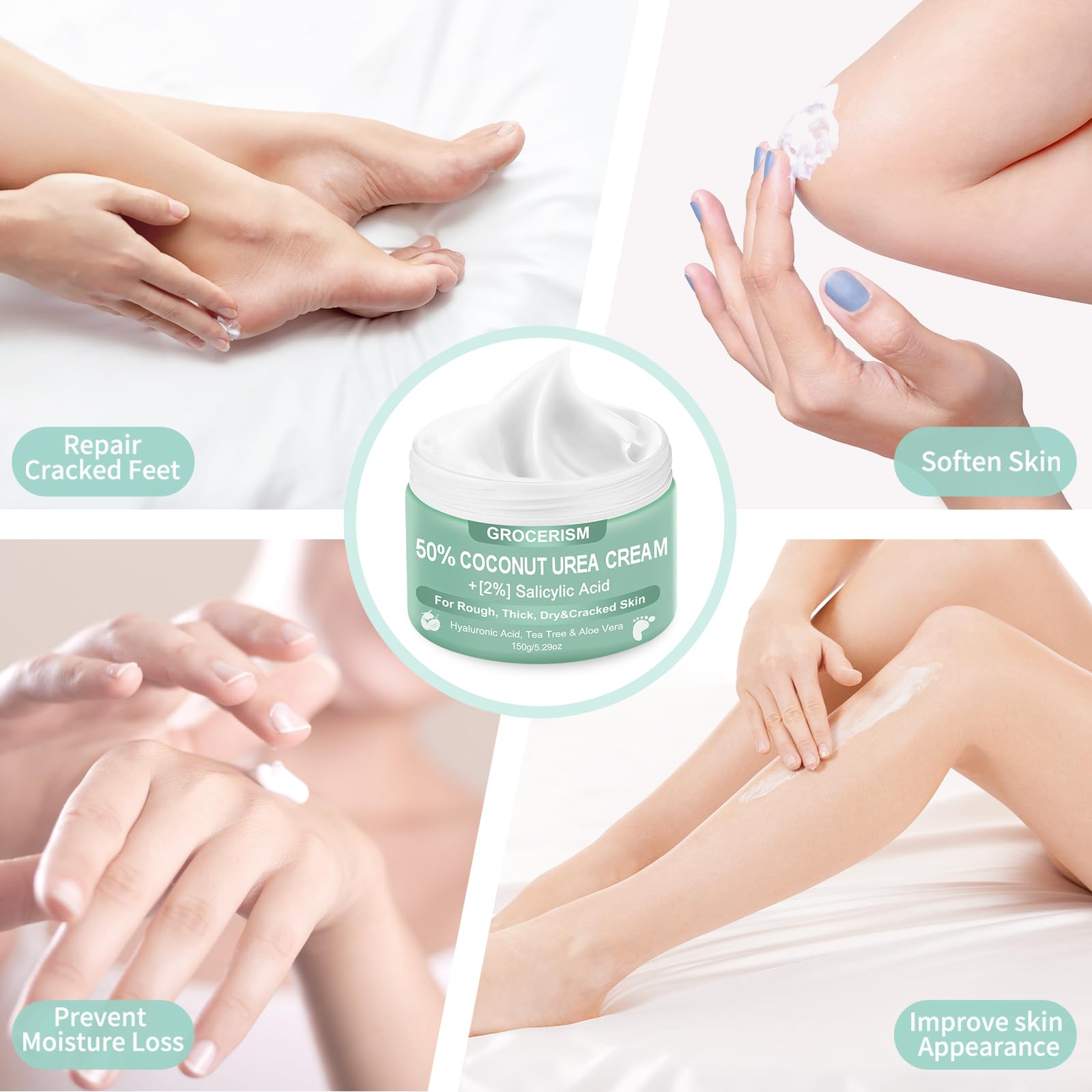 Grocerism Urea Cream with hyaluronic acid delivers lasting hydration for dry skin.