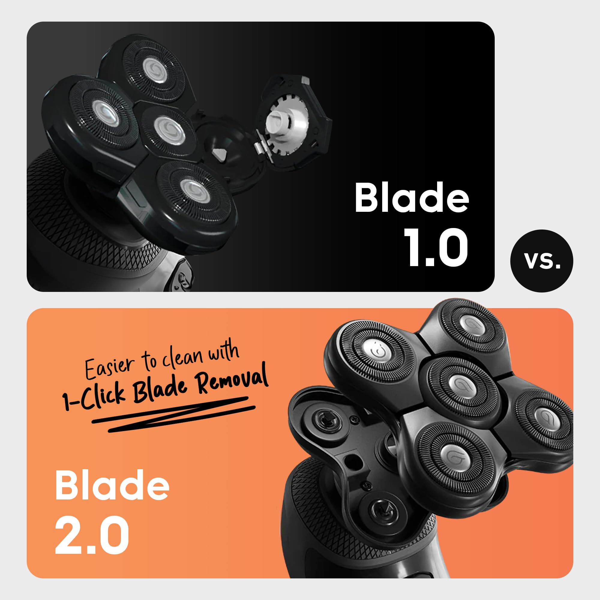 Groomie BaldiePro magnetic blade removal demonstrates easy cleaning.