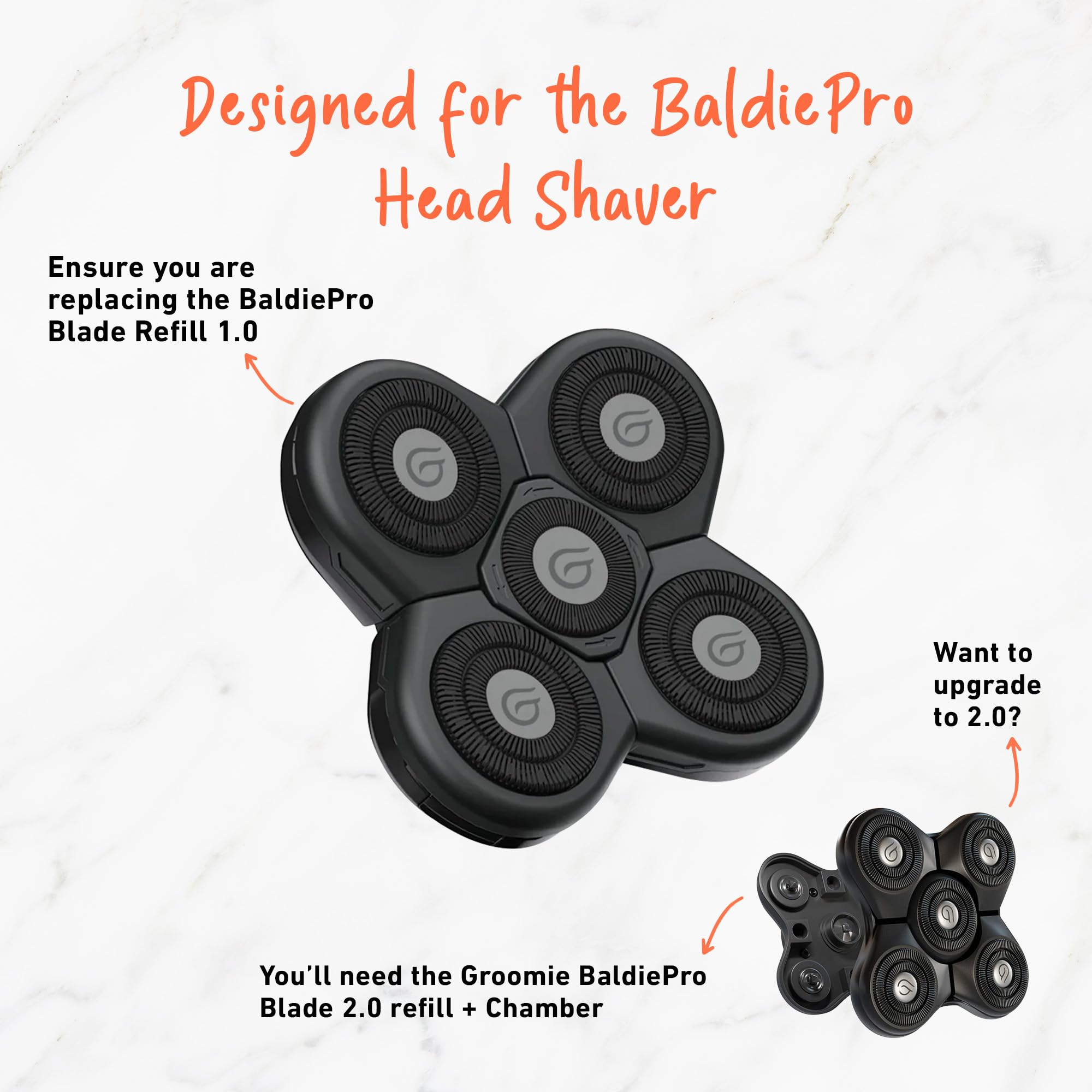 Groomie BaldiePro SmoothShave technology delivers comfortable skin contact.