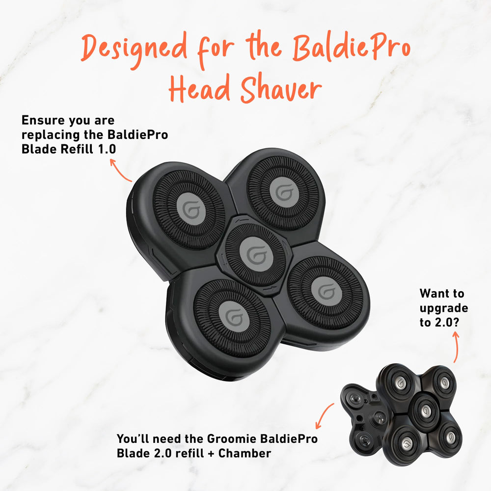 Groomie BaldiePro SmoothShave technology delivers comfortable skin contact.