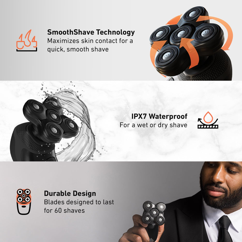 Groomie BaldiePro three-minute shave demonstrates quick grooming.