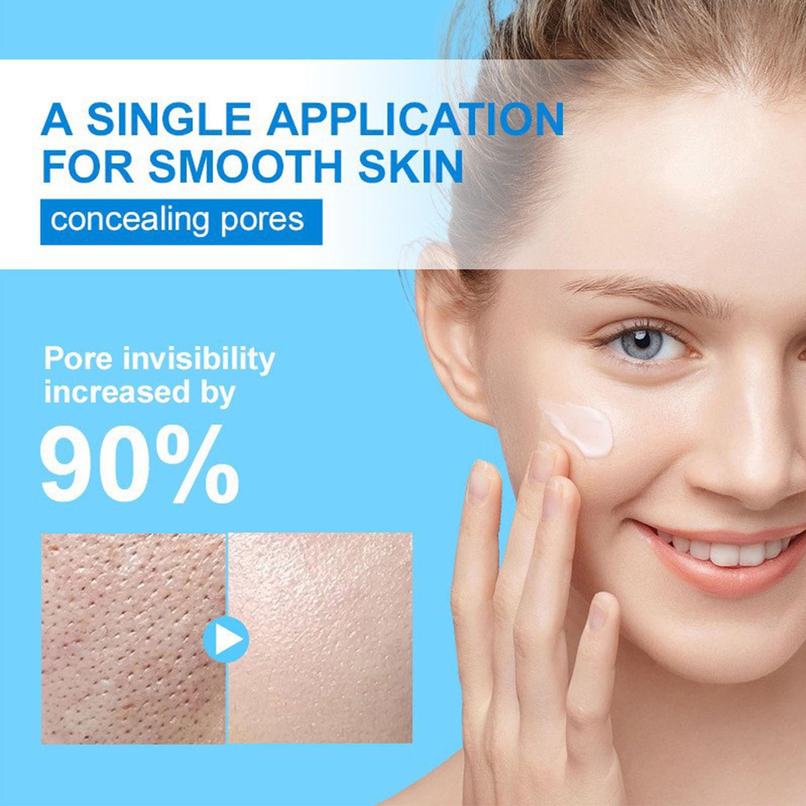 Grospe Pore Invisible Cream texture during application indicating smooth spread.