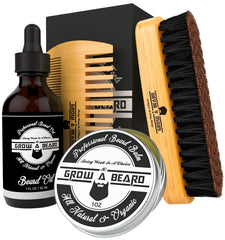Grow Alpha Beard brush smooths and evenly distributes oil for a polished beard.