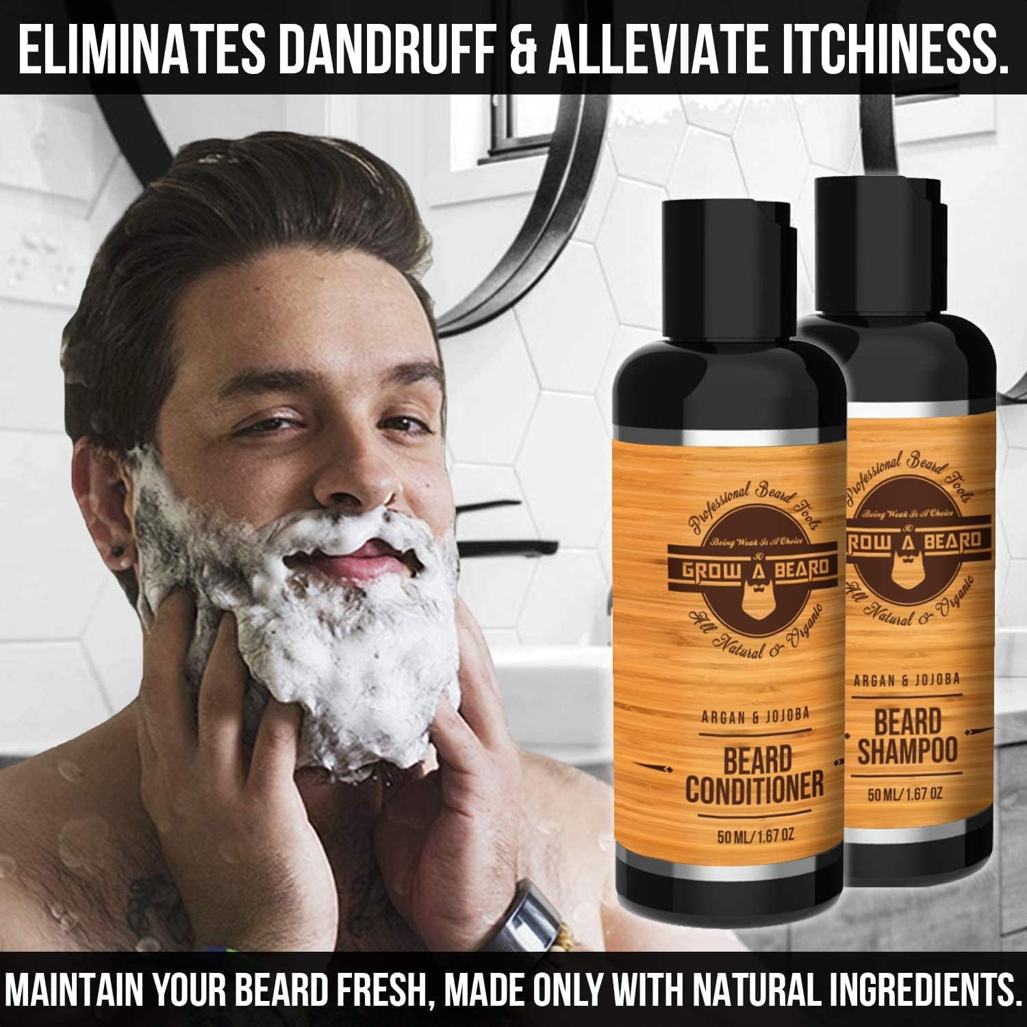 Grow Alpha Beard unscented growth oil nourishing beard fibers softly.