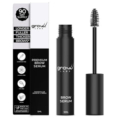 Grow Labs Eyebrow Growth Serum bottle close-up highlights premium packaging for reliable daily use.