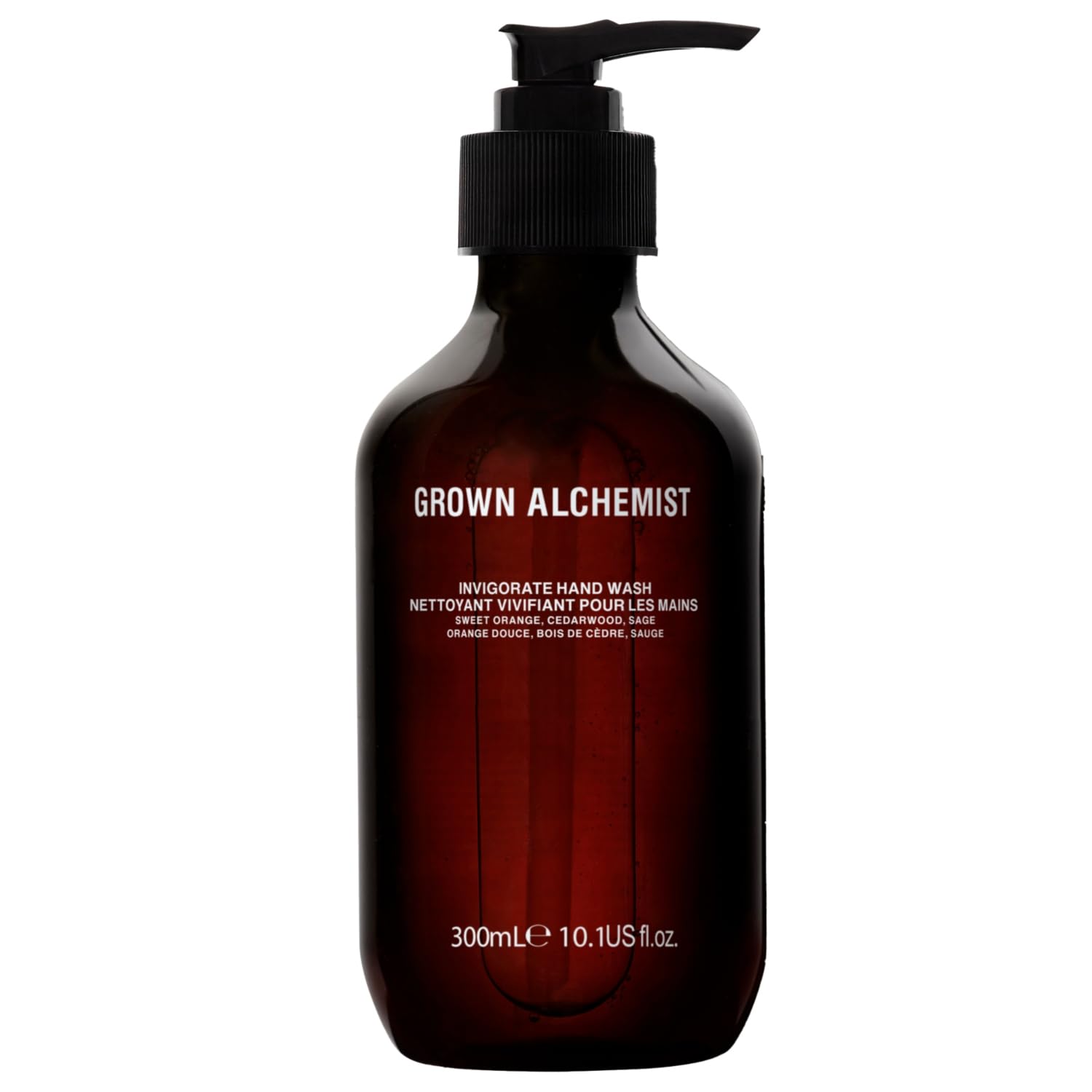 Grown Alchemist Invigorate hand wash pump—refreshing aloe-based cleanse for soft hands.