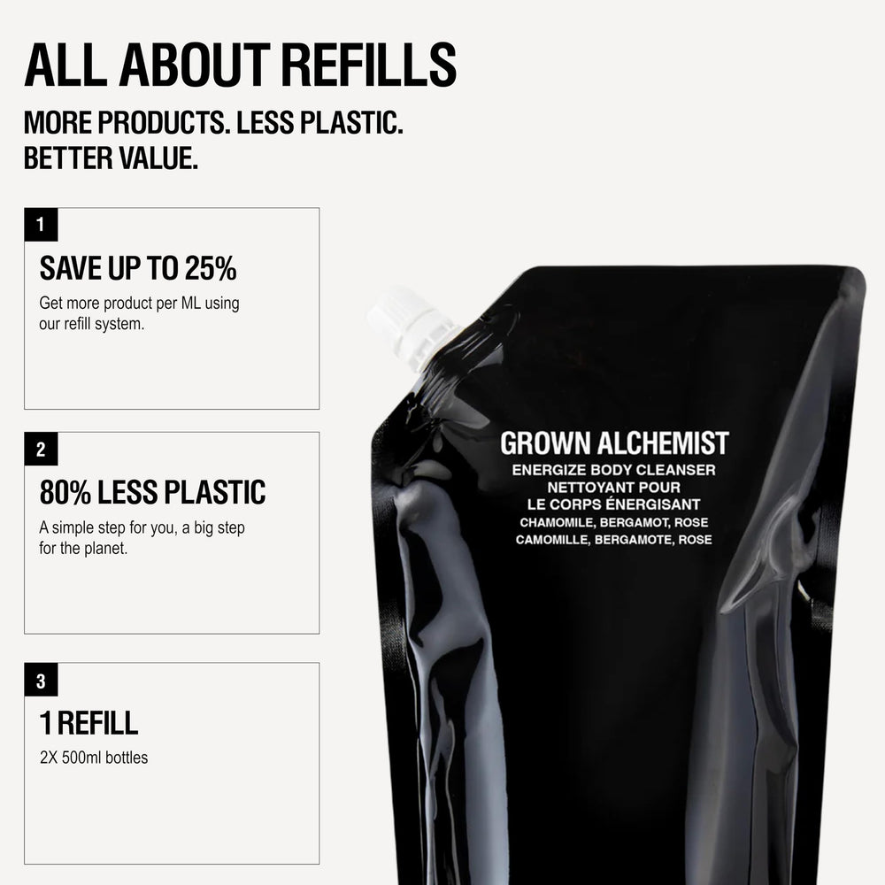 Grown Alchemist Invigorate Hand Wash Refill cedarwood sage blend delivers calming scent