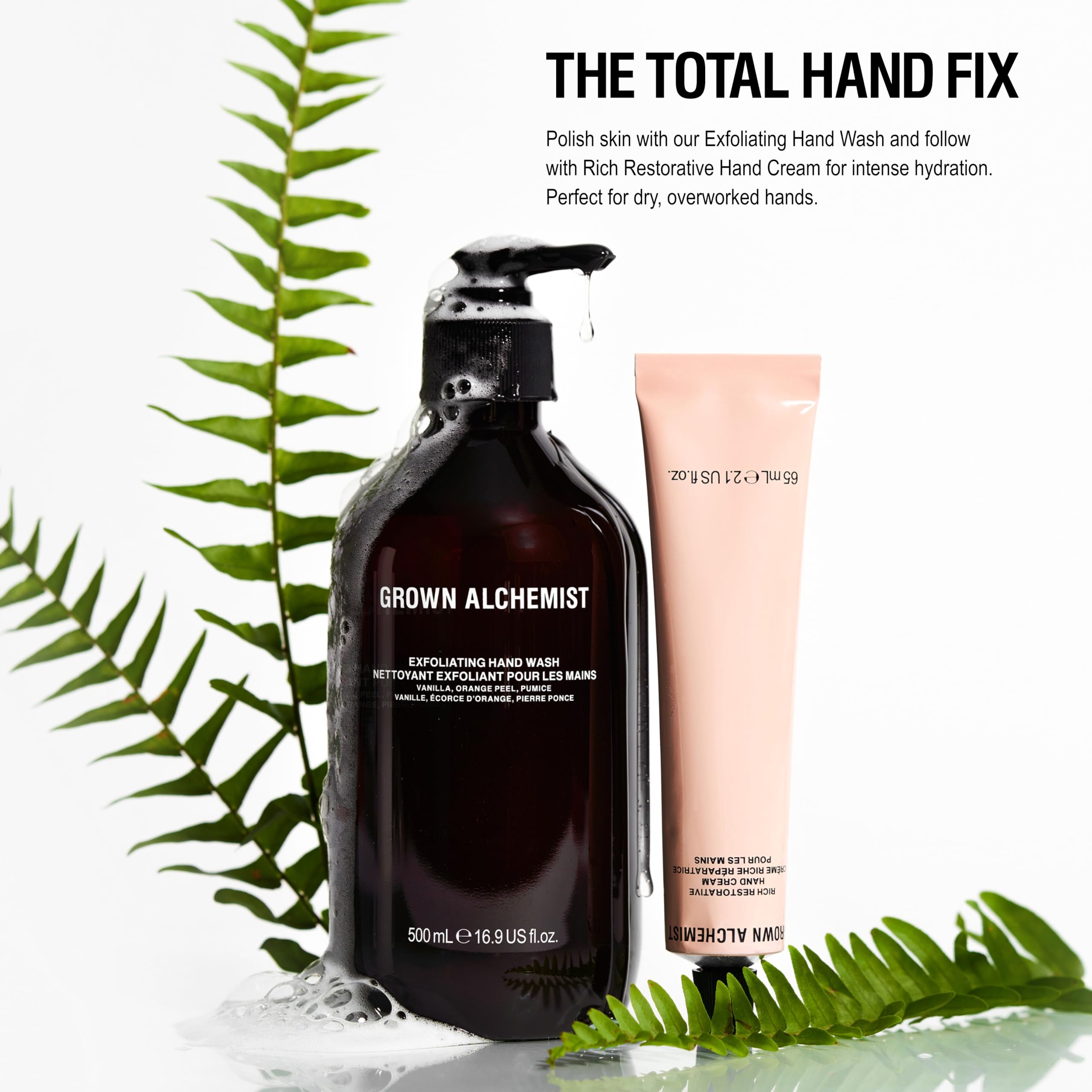 Grown Alchemist packaging highlights travel-friendly 65mL size.
