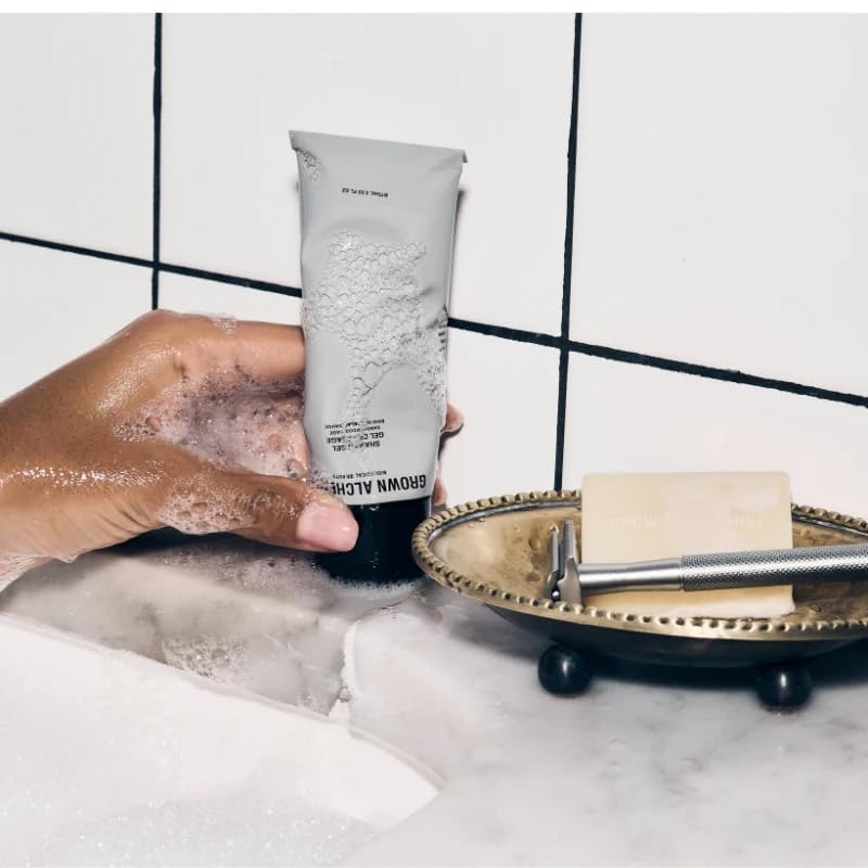 Grown Alchemist shaving gel hair-softening action enables smoother glide.