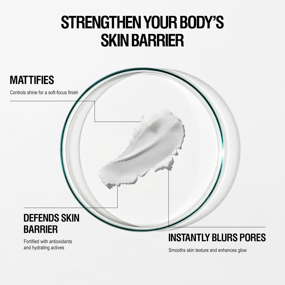 Grown Alchemist Skin Defense Primer dispense action demonstrates lightweight texture for pore blurring.