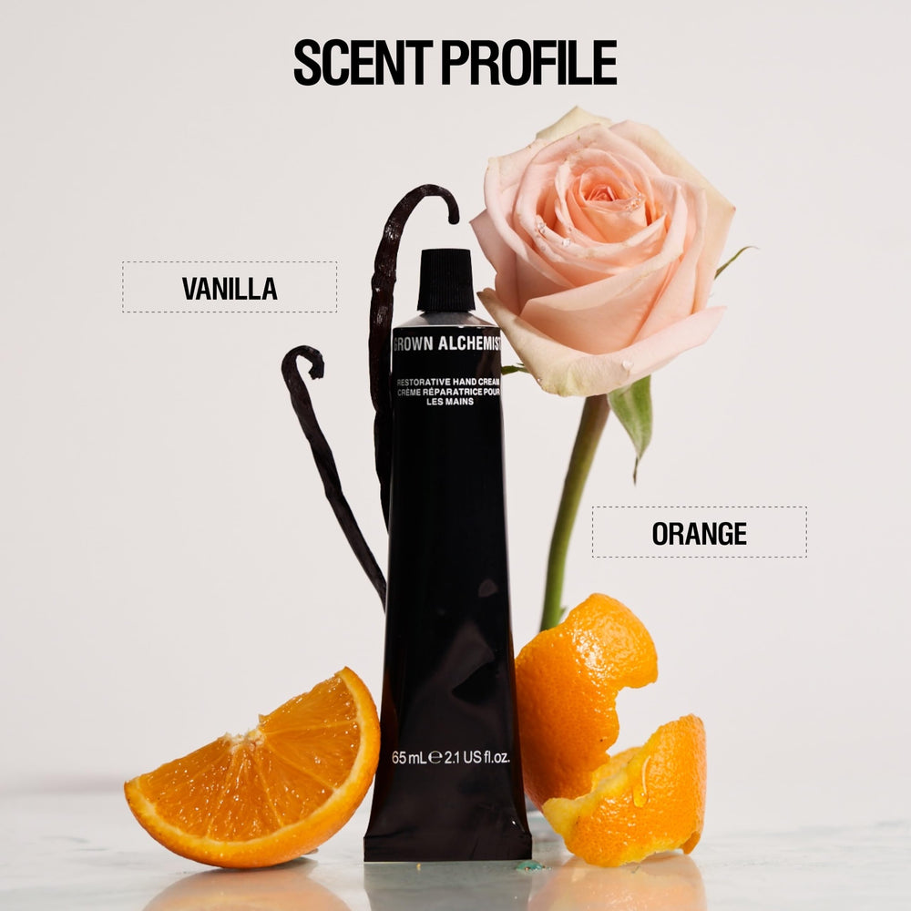 Vanilla and orange peel fragrance enhances daily hand care ritual