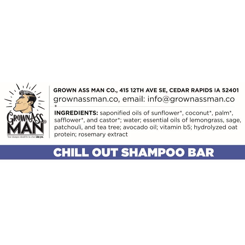 Grown Ass Man Co natural base oils image emphasizes certified organic ingredients.