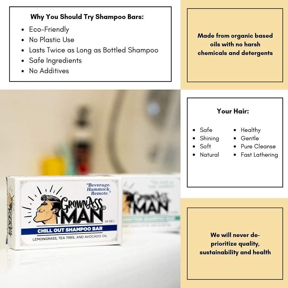 Grown Ass Man Co solid bar body wash image suggests full-body cleansing option.