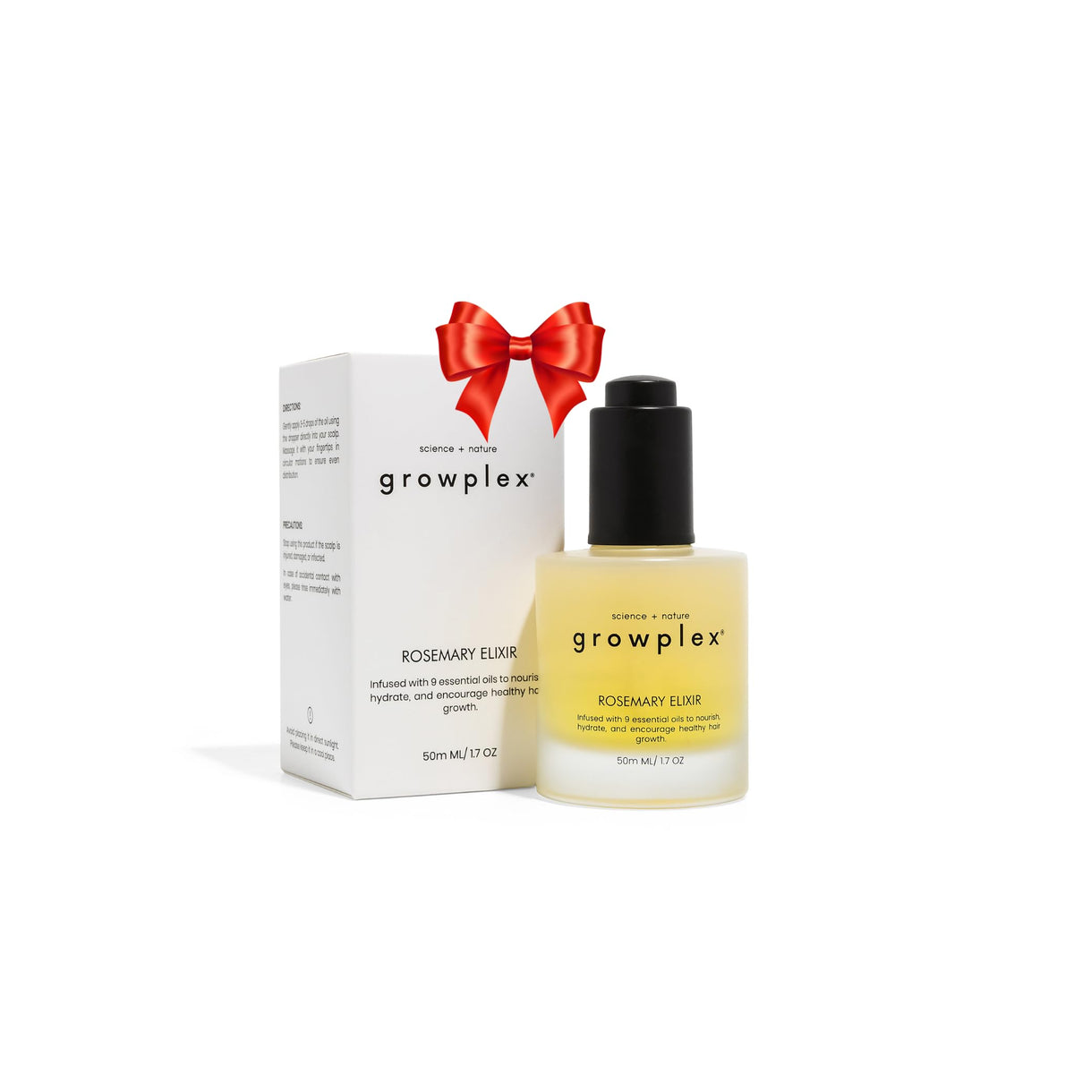 Growplex Rosemary Elixir bottle for daily scalp nourishment and refreshing sensation.