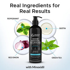 Growth Essence minoxidil-biotin shampoo foamy-lather highlights a refreshing wash that supports hair strength