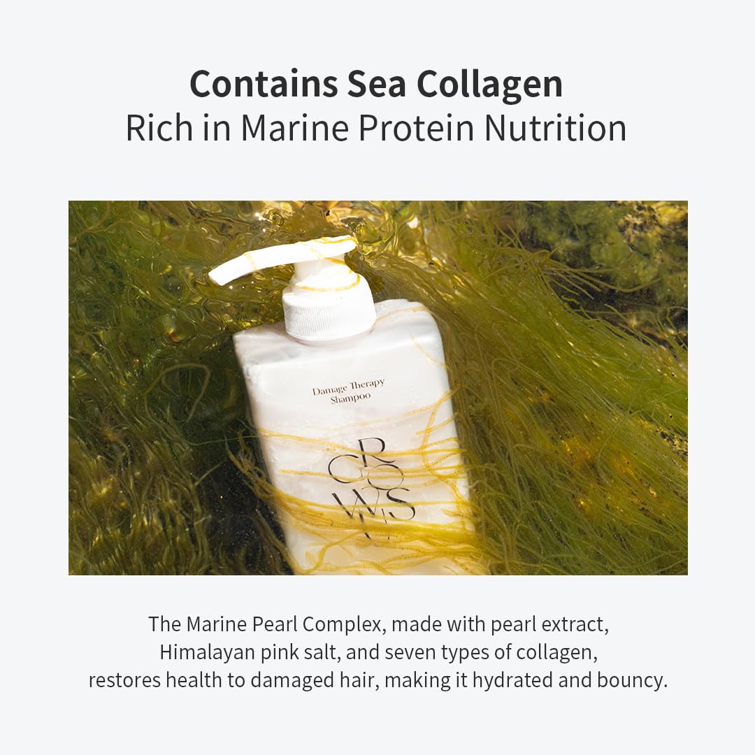 GROWUS Damage Therapy Shampoo hydration with Marine Pearl Complex for shine.