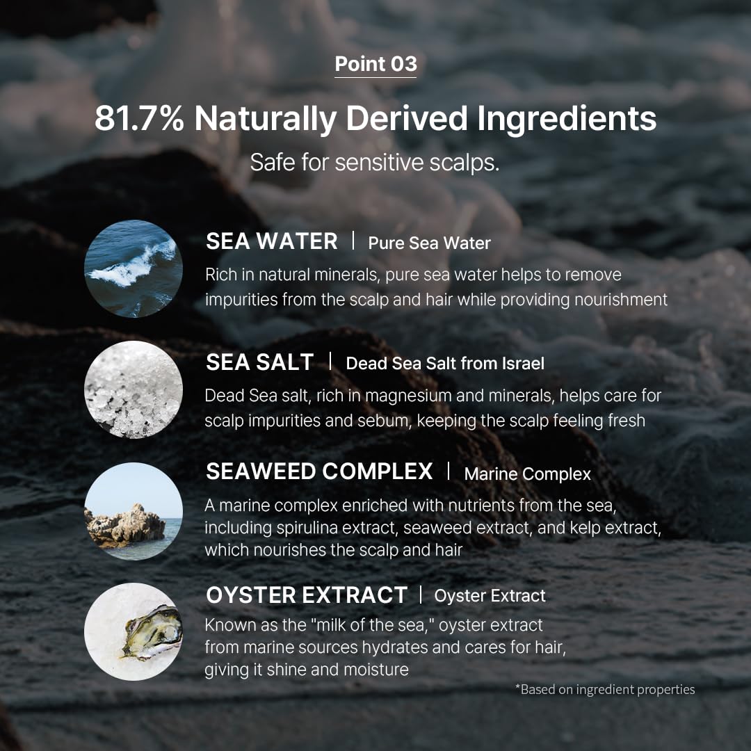 Growus Sea Salt Therapy Shampoo walnut-shell powder close-up highlights natural exfoliation.