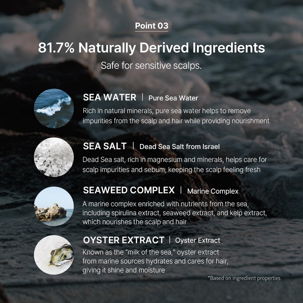 Growus Sea Salt Therapy Shampoo walnut-shell powder close-up highlights natural exfoliation.