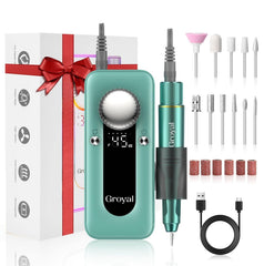 Groyal electric nail drill 45000rpm cordless for fast shaping of acrylic and gel nails.