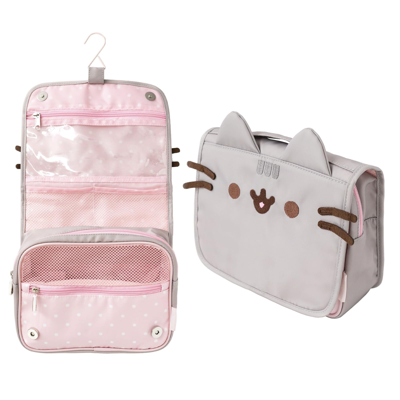 Grupo Erik Pusheen hanging travel toiletry bag zipper closeup for organized packing