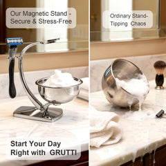 GRUTTI shaving bowl stand chrome demonstrates durable storage and easy cleaning.