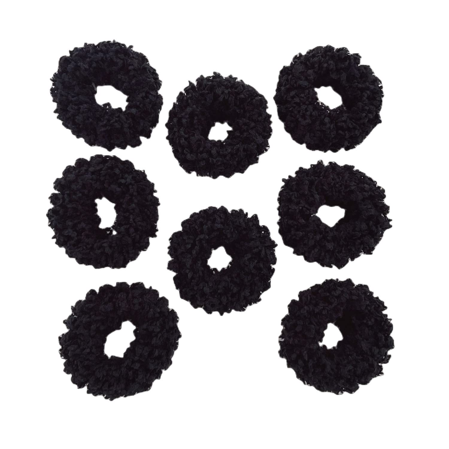Grutyopkn 8pcs plush scrunchies black pack are gentle on hair for daily wear.