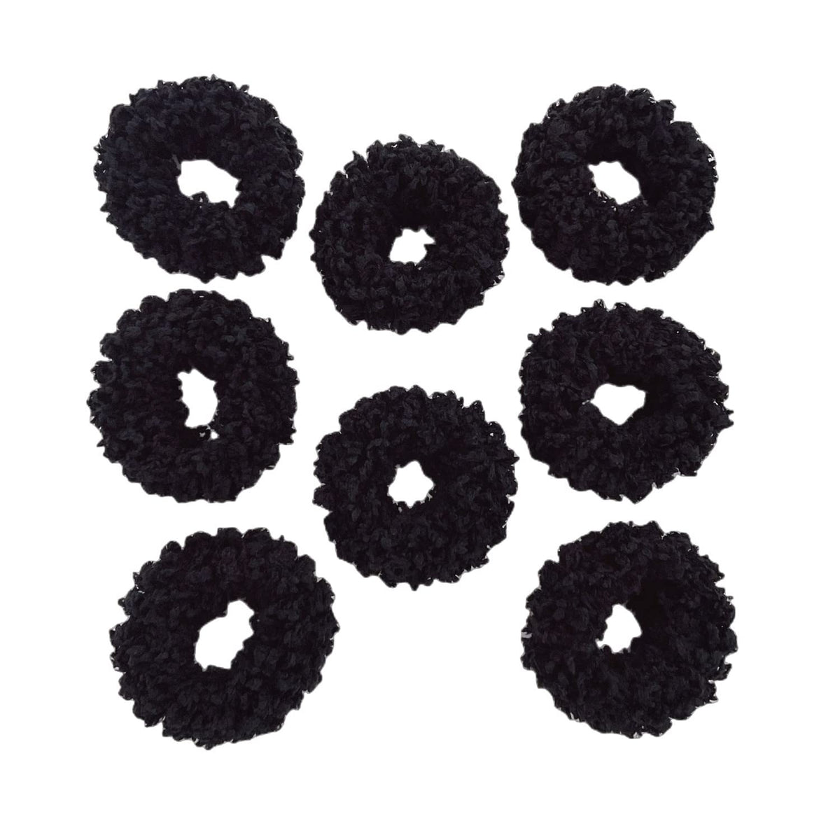 Grutyopkn 8pcs plush scrunchies black pack are gentle on hair for daily wear.