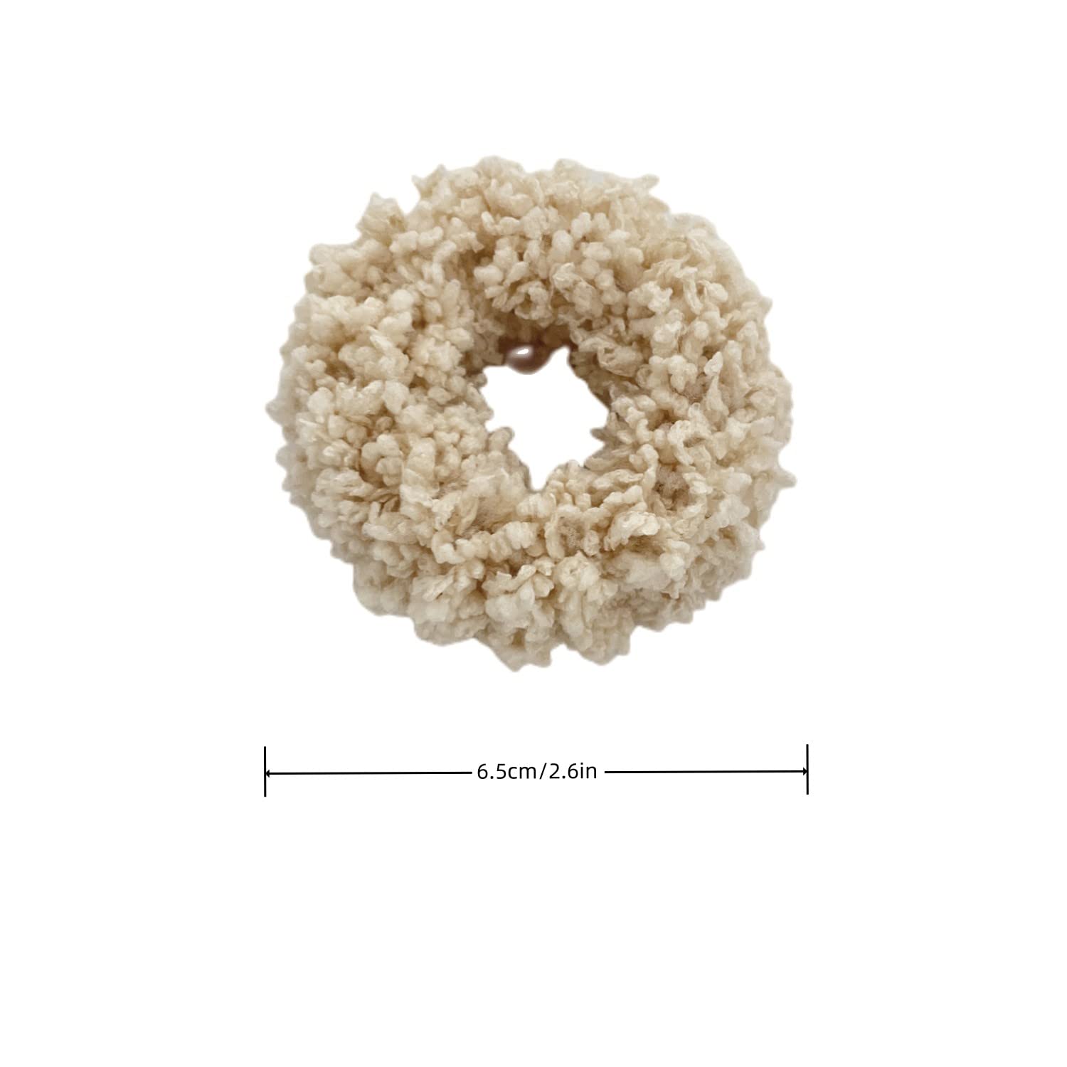 Grutyopkn plush scrunchie close-up shows fluffy texture and durable elastic.