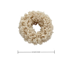 Grutyopkn plush scrunchie close-up shows fluffy texture and durable elastic.