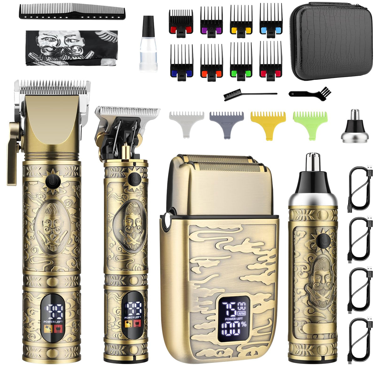 GSKY hair clippers professional kit front view for versatile home grooming.