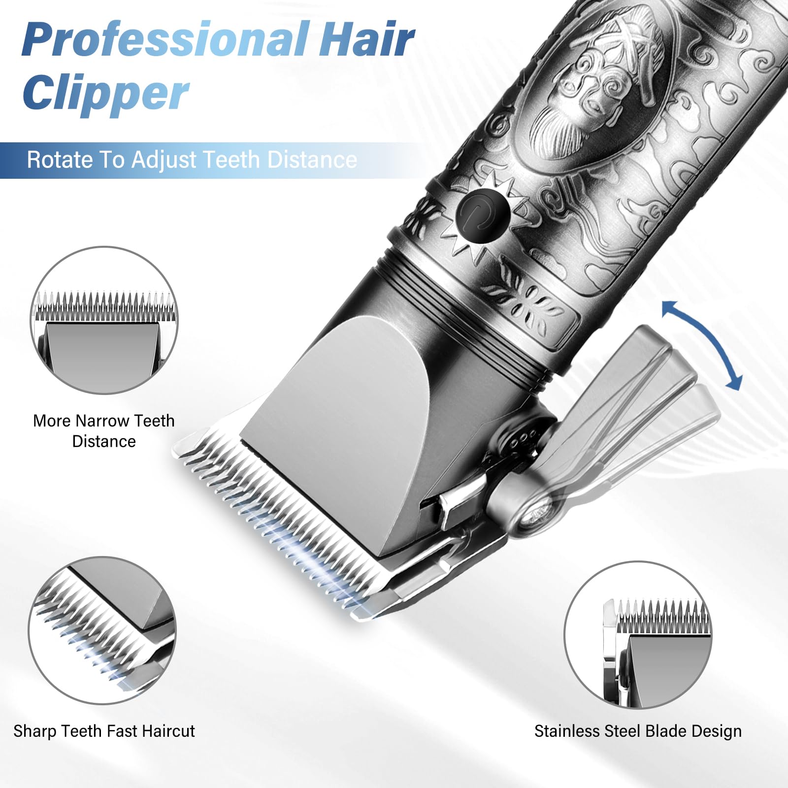 GSKY grooming attachments close-up showing guide combs for versatile styling options.