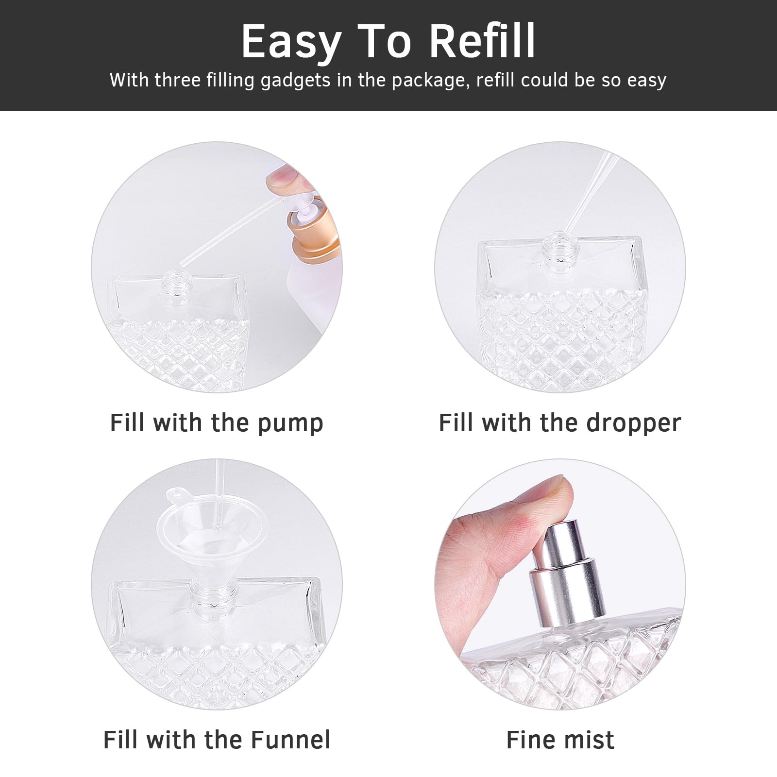 Gsteng easy-refilling with funnels keeps your perfume tidy and spill-free