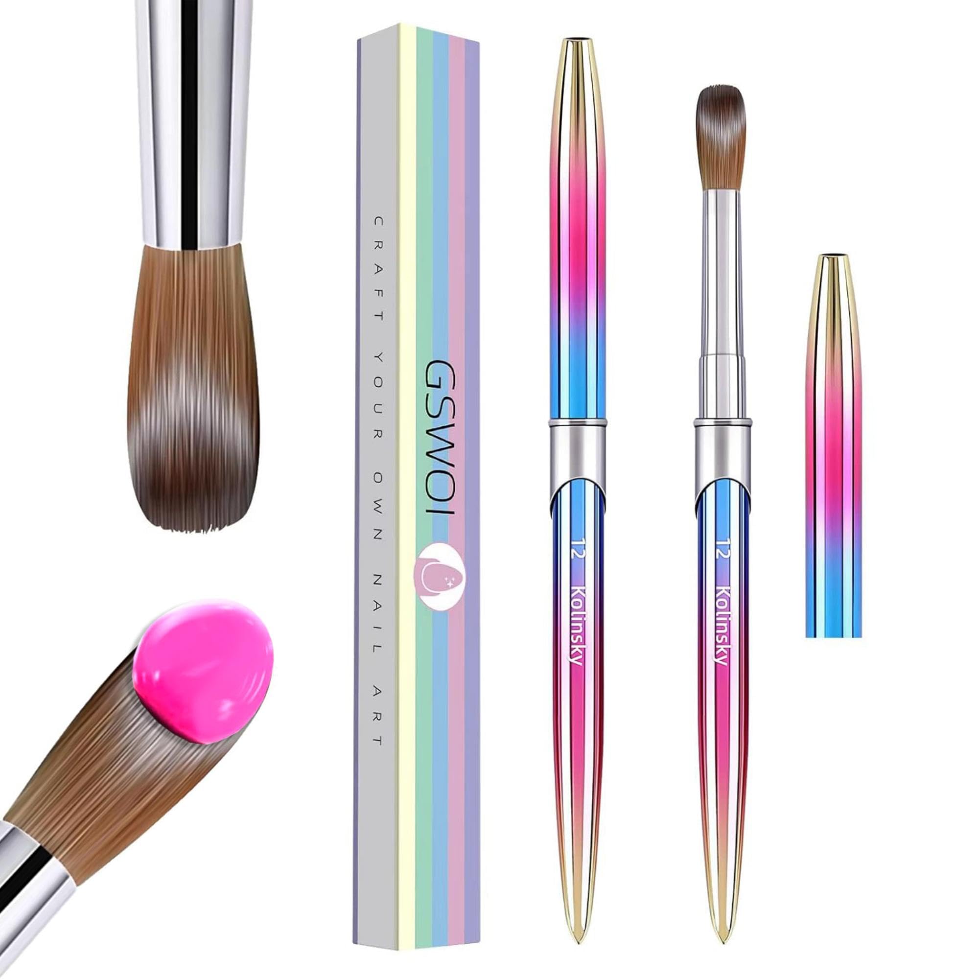 GSWOI Kolinsky nail brush round head for precise acrylic application