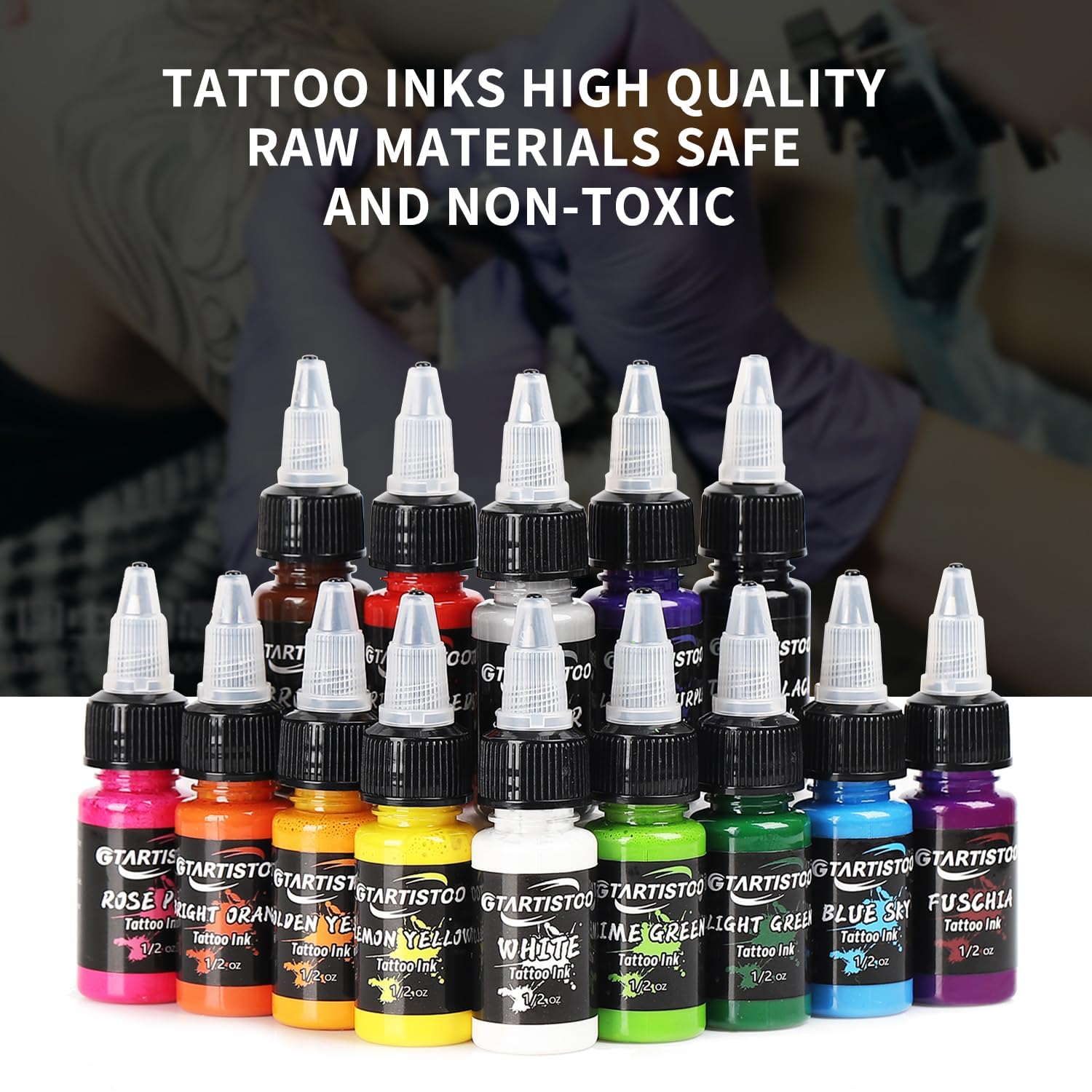 GTARTISTOO tattoo ink set 15ml vivid hues ready for professional practice sessions