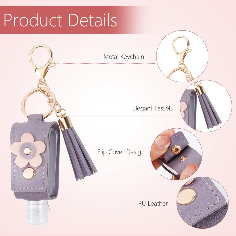 GTILE hand sanitizer keychain purple clip emphasizes travel-friendly design and quick refill access