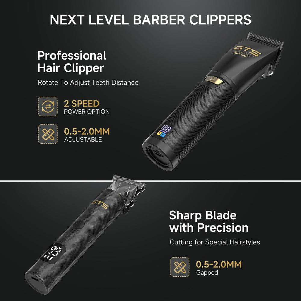 GTS PRO beard trimmer angled head for clean edge lines.