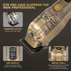 GTS PRO T-blade trimmer closeup showcases sharp blades for precise edge work