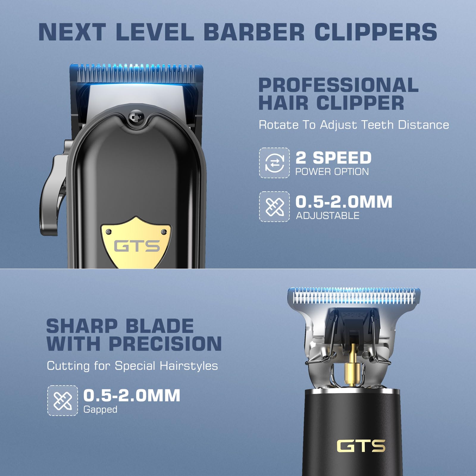 GTSPro cordless hair clippers in hand for precise home grooming.