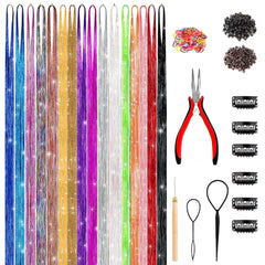 GTTUKK Hair Tinsel Kit 48-inch strands for a dramatic, sparkly hairstyle.
