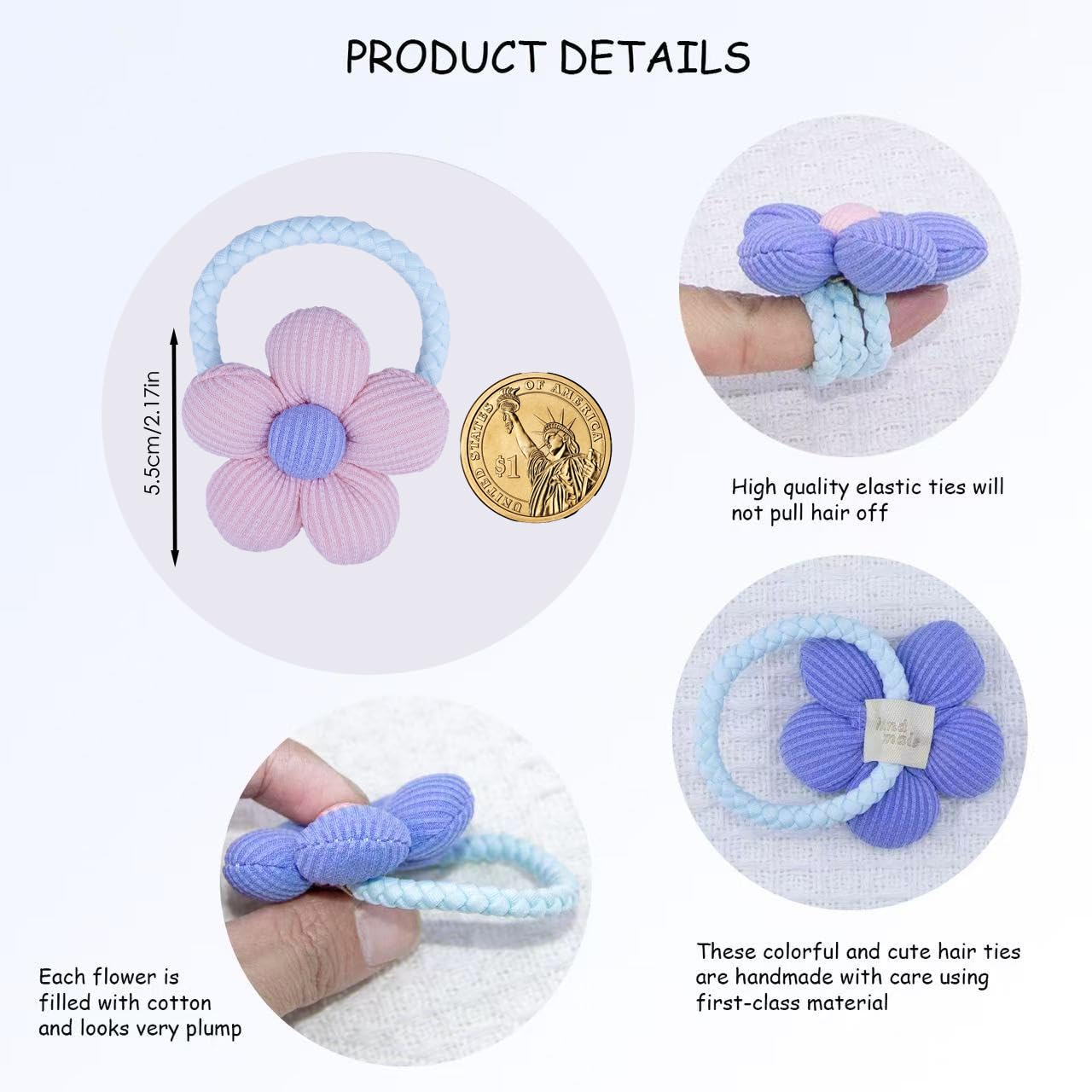 GTTUKK sunflower-braided-elastic-3d-flower-design closeup highlights playful design for school and play