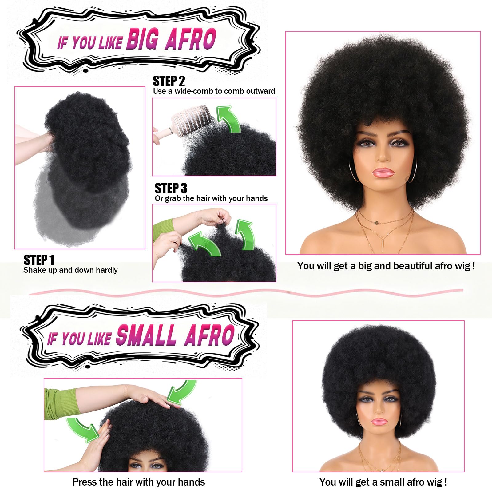 G&amp;T Wig 70s Afro Curly Wig back view emphasizes full silhouette.