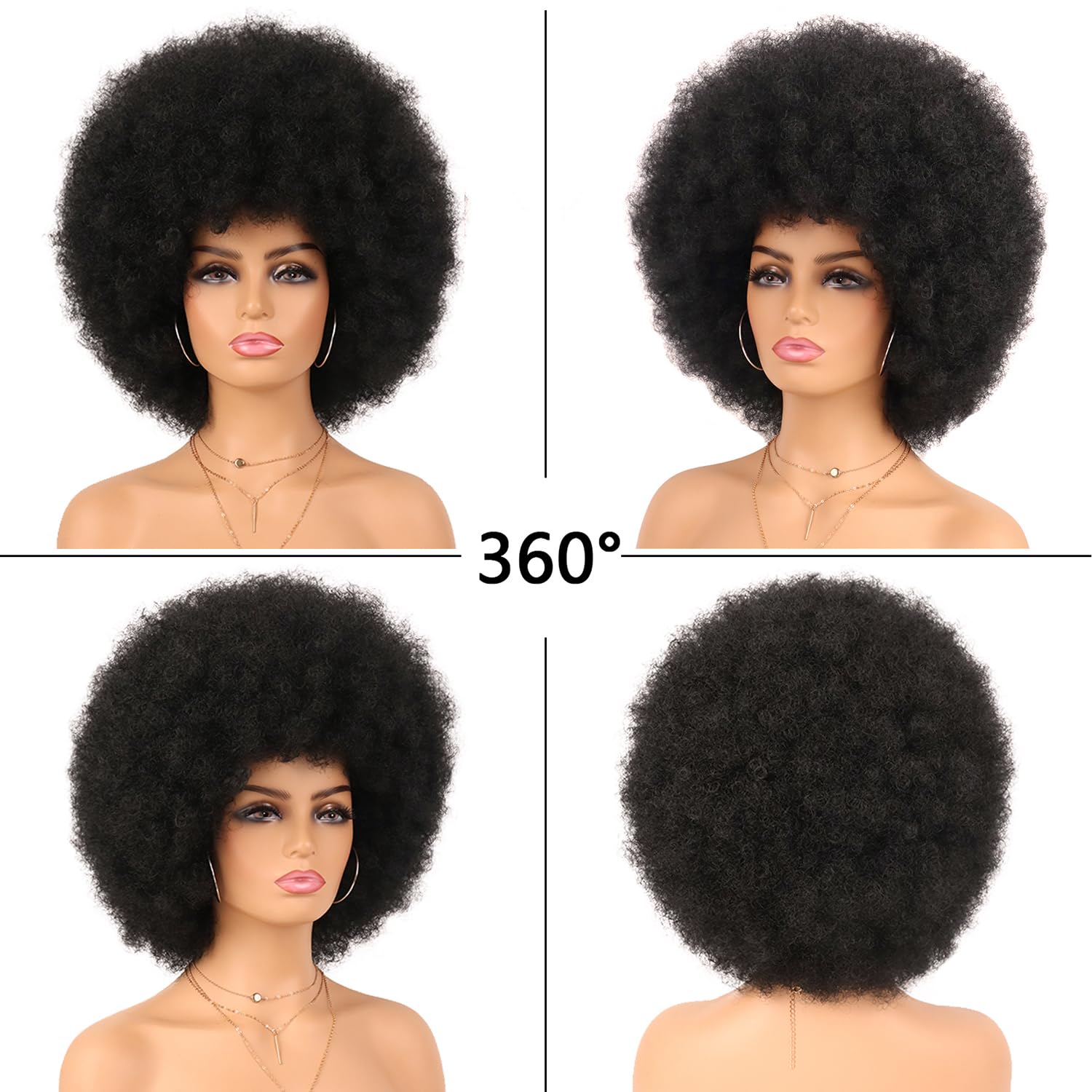 G&amp;T Wig 70s Afro Curly Wig side view highlights volume and movement.