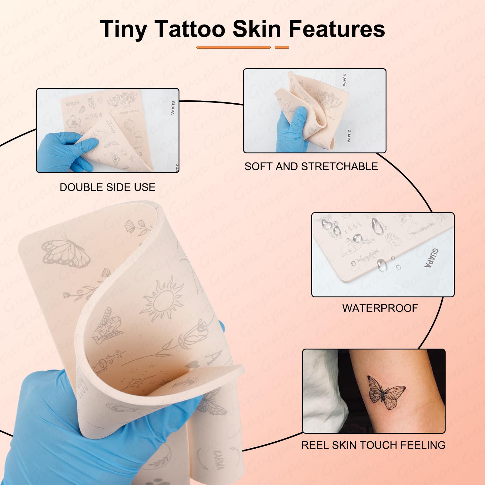 Guapa: líneas finas, guía de trazos para tatuaje en 3 mm.