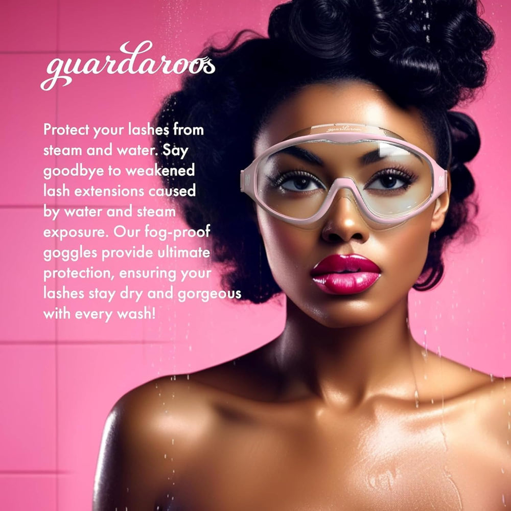 Guardaroos Lash Goggles offer lightweight comfort for extended shower wear.