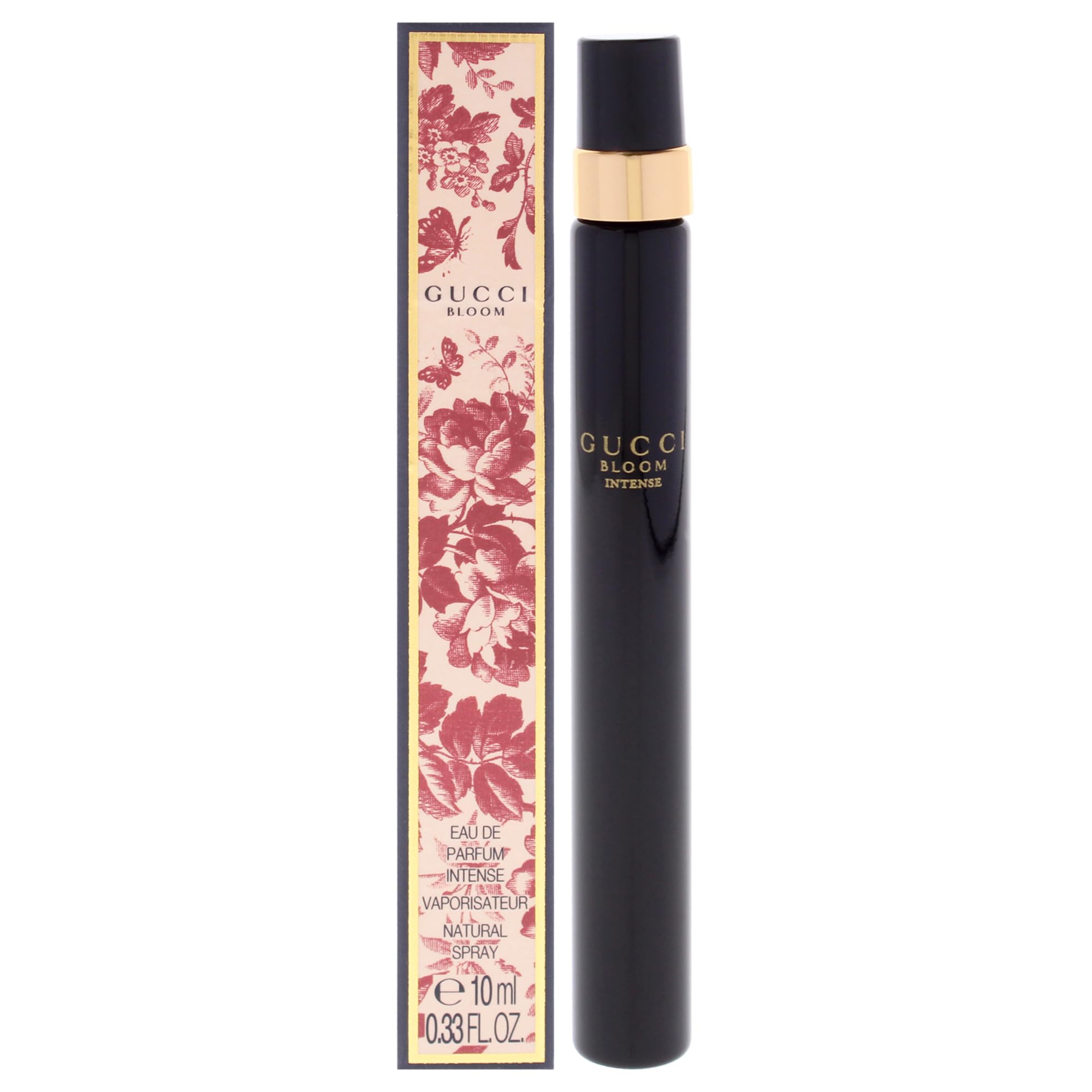 Gucci Bloom Intense travel spray bottle shown for on-the-go luxury scent