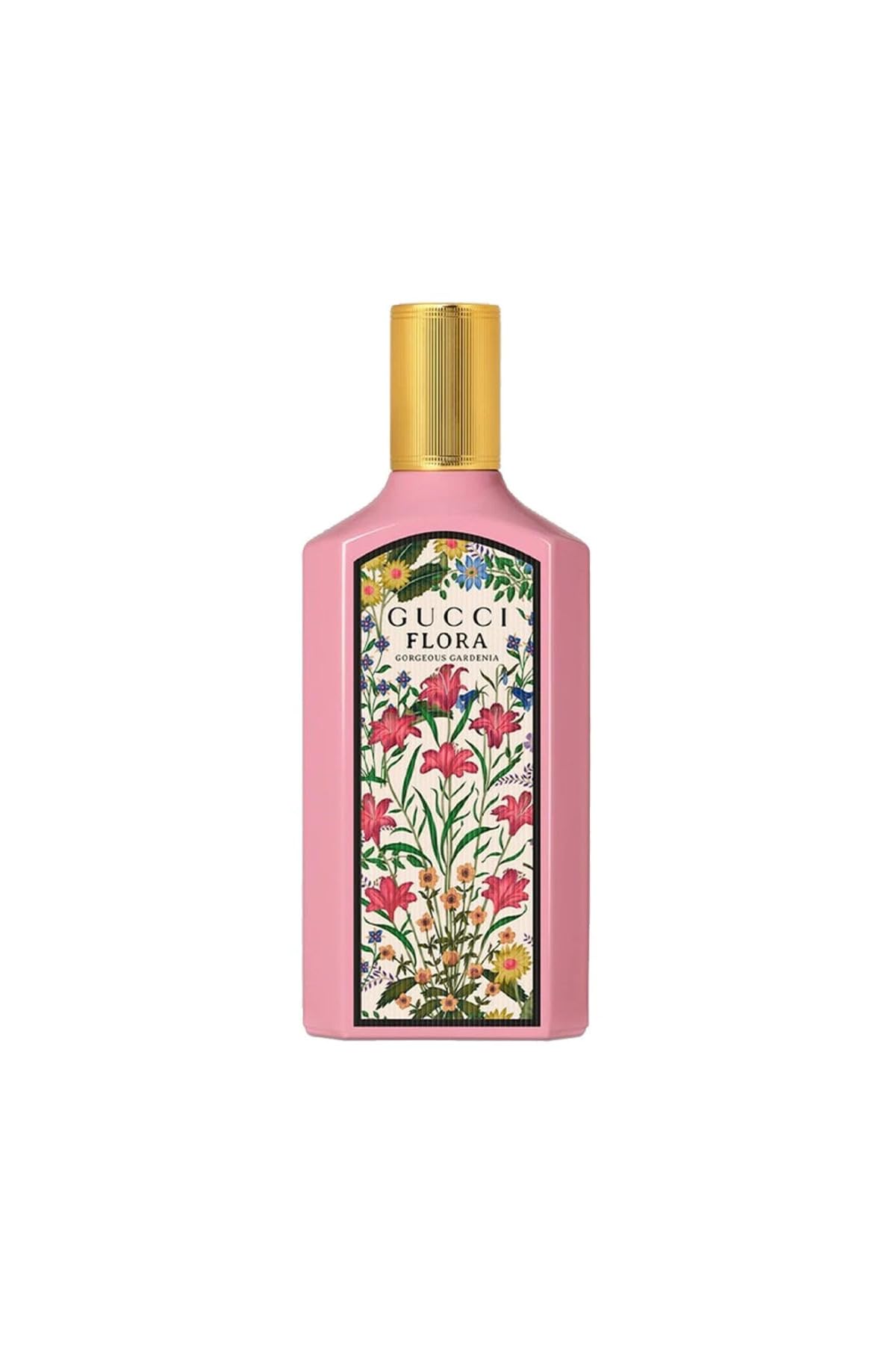 Gucci Flora Gorgeous Gardenia perfume outer packaging on vanity for daily elegance