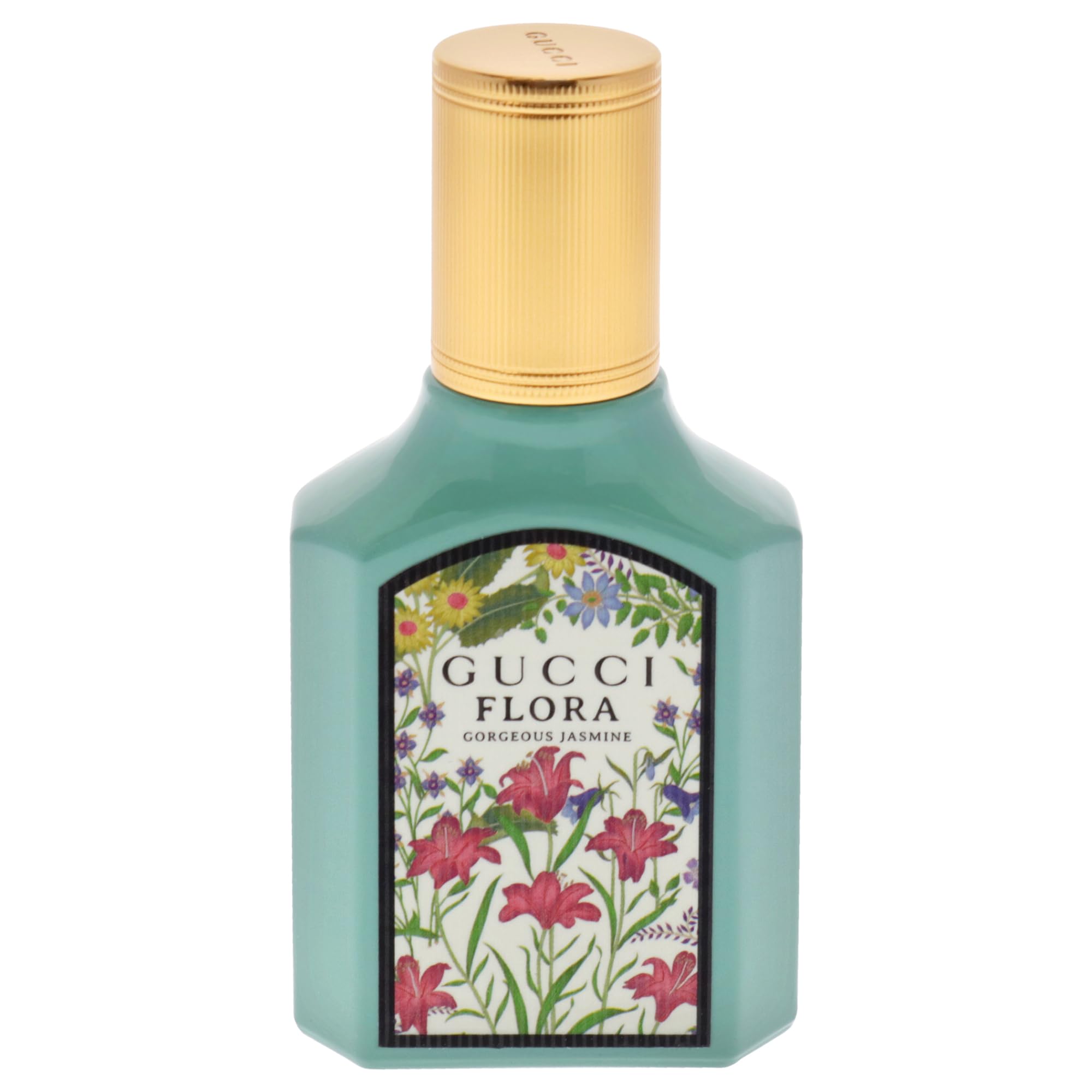 Gucci Flora Gorgeous Jasmine cap-closeup highlighting premium packaging ideal for gifting.